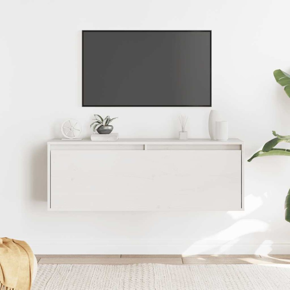 vidaXL Ντουλάπι Τοίχου Λευκό 100 x 30 x 35 εκ. από Μασίφ Ξύλο Πεύκου