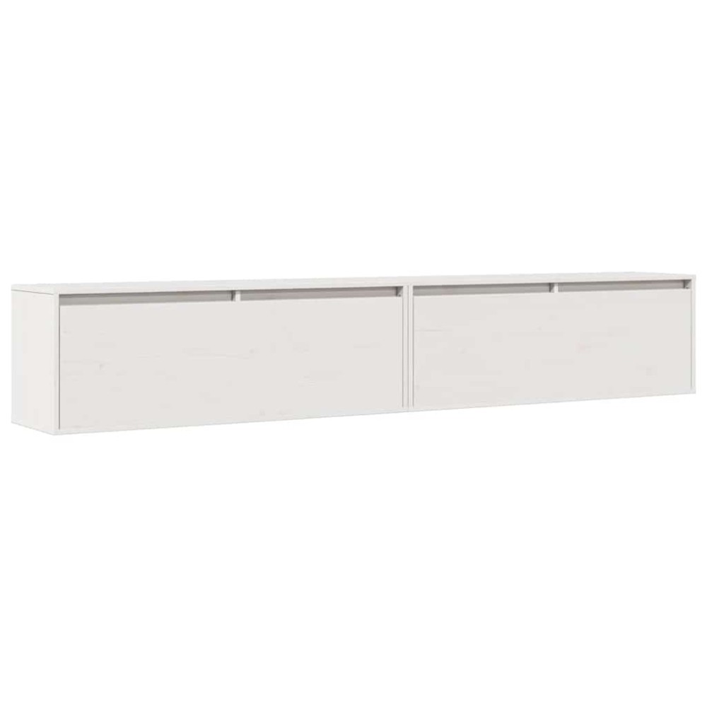 vidaXL Ντουλάπια Τοίχου 2 τεμ. Λευκά 100x30x35 εκ. Μασίφ Ξύλο Πεύκου