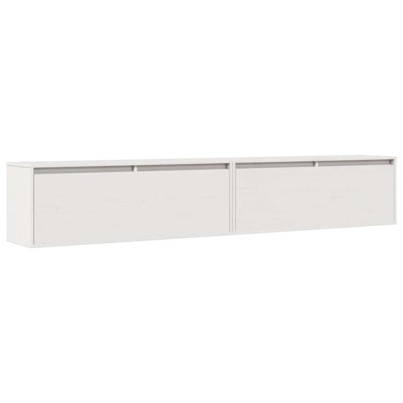 vidaXL Ντουλάπια Τοίχου 2 τεμ. Λευκά 100x30x35 εκ. Μασίφ Ξύλο Πεύκου