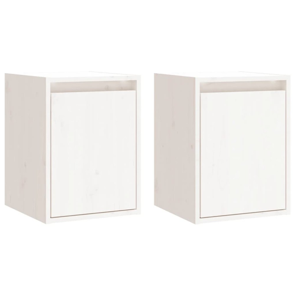 vidaXL Ντουλάπια Τοίχου 2 τεμ. Λευκά 30x30x40 εκ. Μασίφ Ξύλο Πεύκου