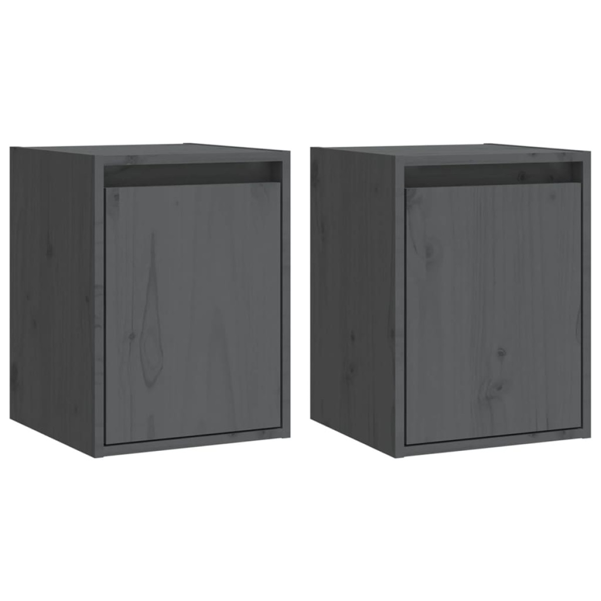 vidaXL Ντουλάπια Τοίχου 2 τεμ. Γκρι 30x30x40 εκ. Μασίφ Ξύλο Πεύκου
