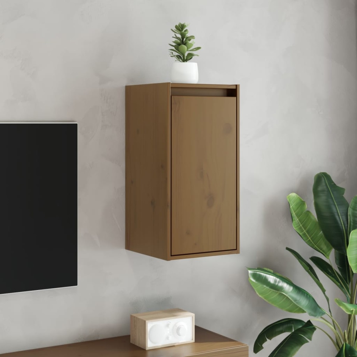 vidaXL Ντουλάπι Τοίχου Καφέ Μελί 30x30x60 εκ. από Μασίφ Ξύλο Πεύκου