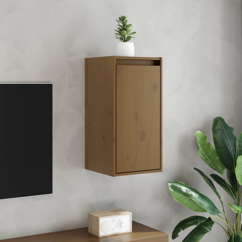 vidaXL Ντουλάπια Τοίχου 2 τεμ. Καφέ Μελί 30x30x60 εκ Μασίφ Ξύλο Πεύκου