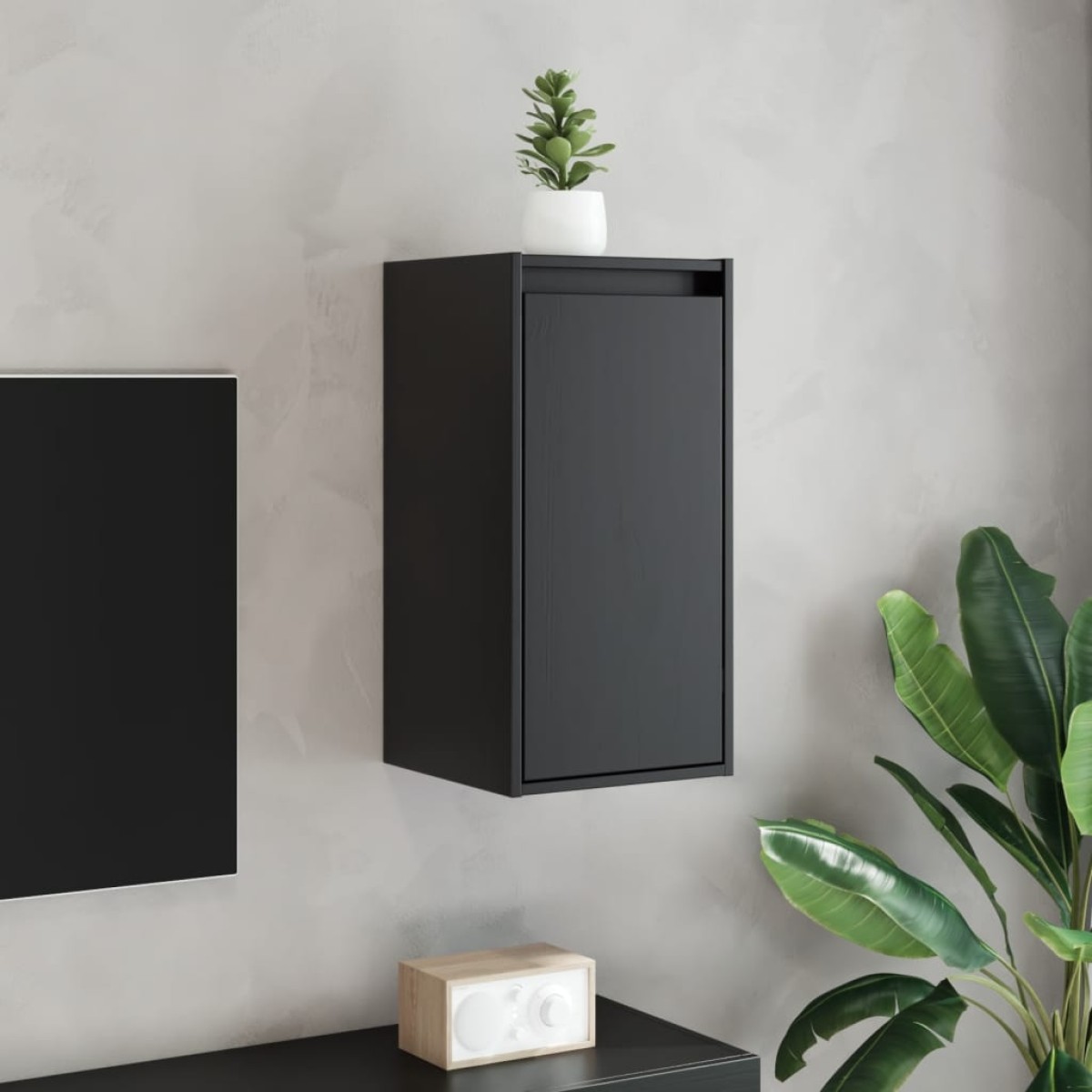 vidaXL Ντουλάπια Τοίχου 2 τεμ. Μαύρα 30x30x60 εκ από Μασίφ Ξύλο Πεύκου