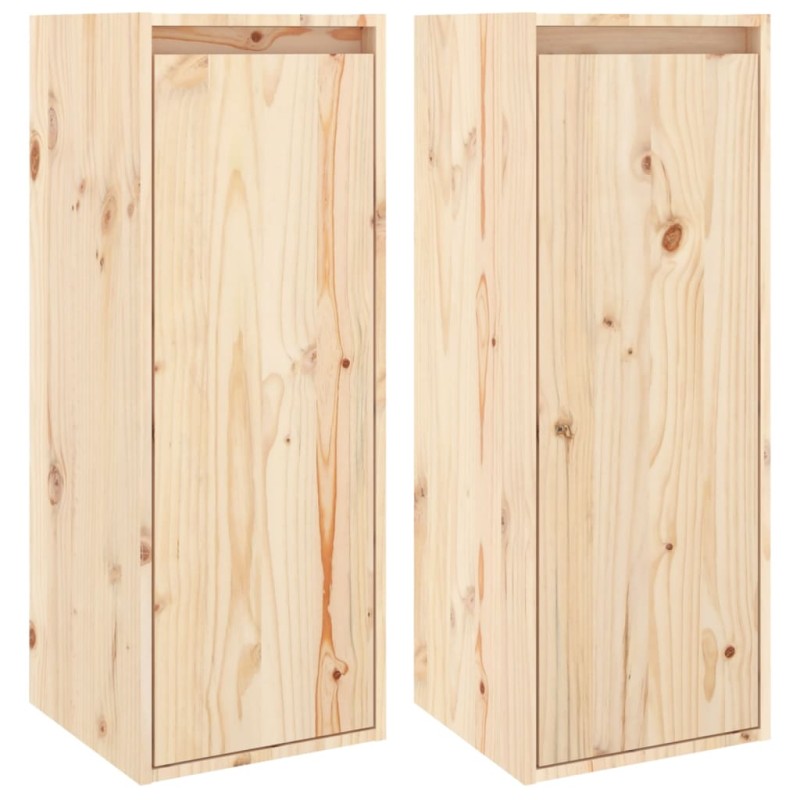 vidaXL Ντουλάπια Τοίχου 2 τεμ. 30 x 30 x 80 εκ από Μασίφ Ξύλο Πεύκου