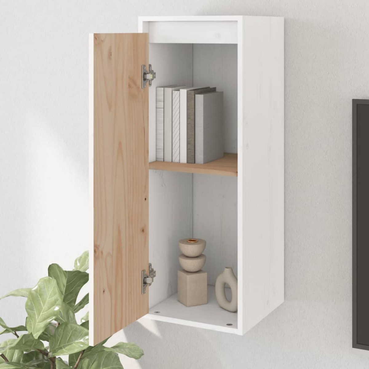 vidaXL Ντουλάπι Τοίχου Λευκό 30 x 30 x 80 εκ. από Μασίφ Ξύλο Πεύκου