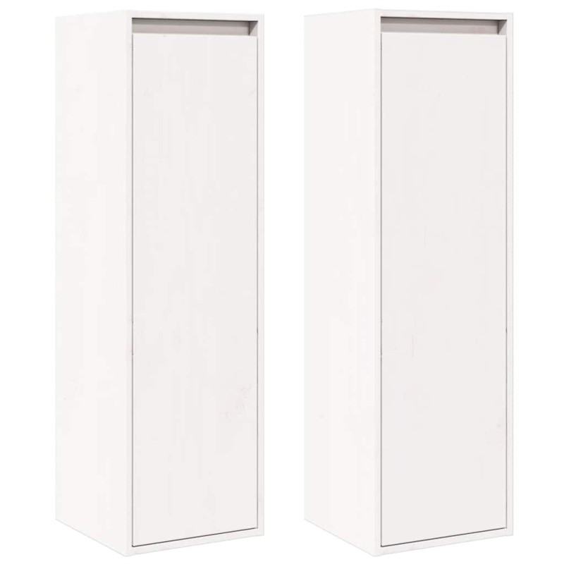 vidaXL Ντουλάπια Τοίχου 2 τεμ. Λευκά 30x30x100 εκ. Μασίφ Ξύλο Πεύκου