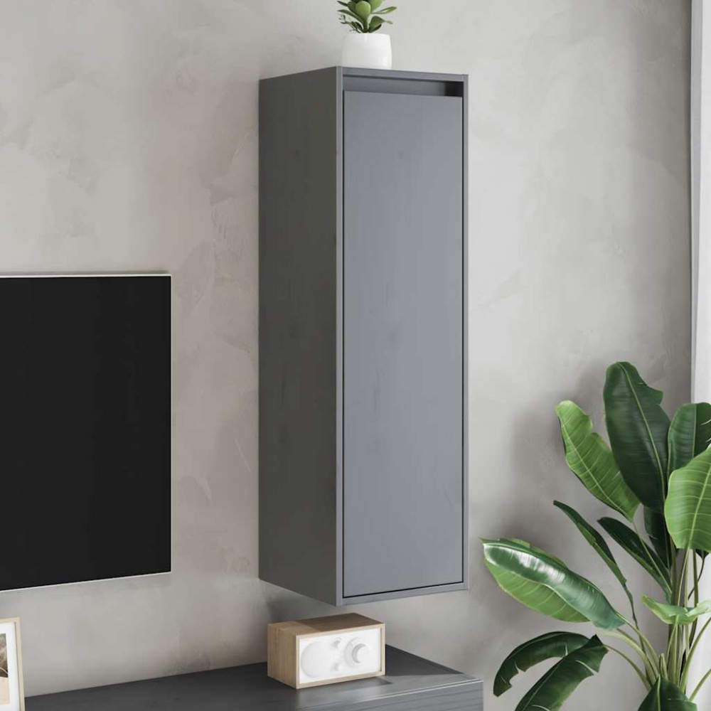 vidaXL Ντουλάπια Τοίχου 2 τεμ. Γκρι 30x30x100εκ από Μασίφ Ξύλο Πεύκου