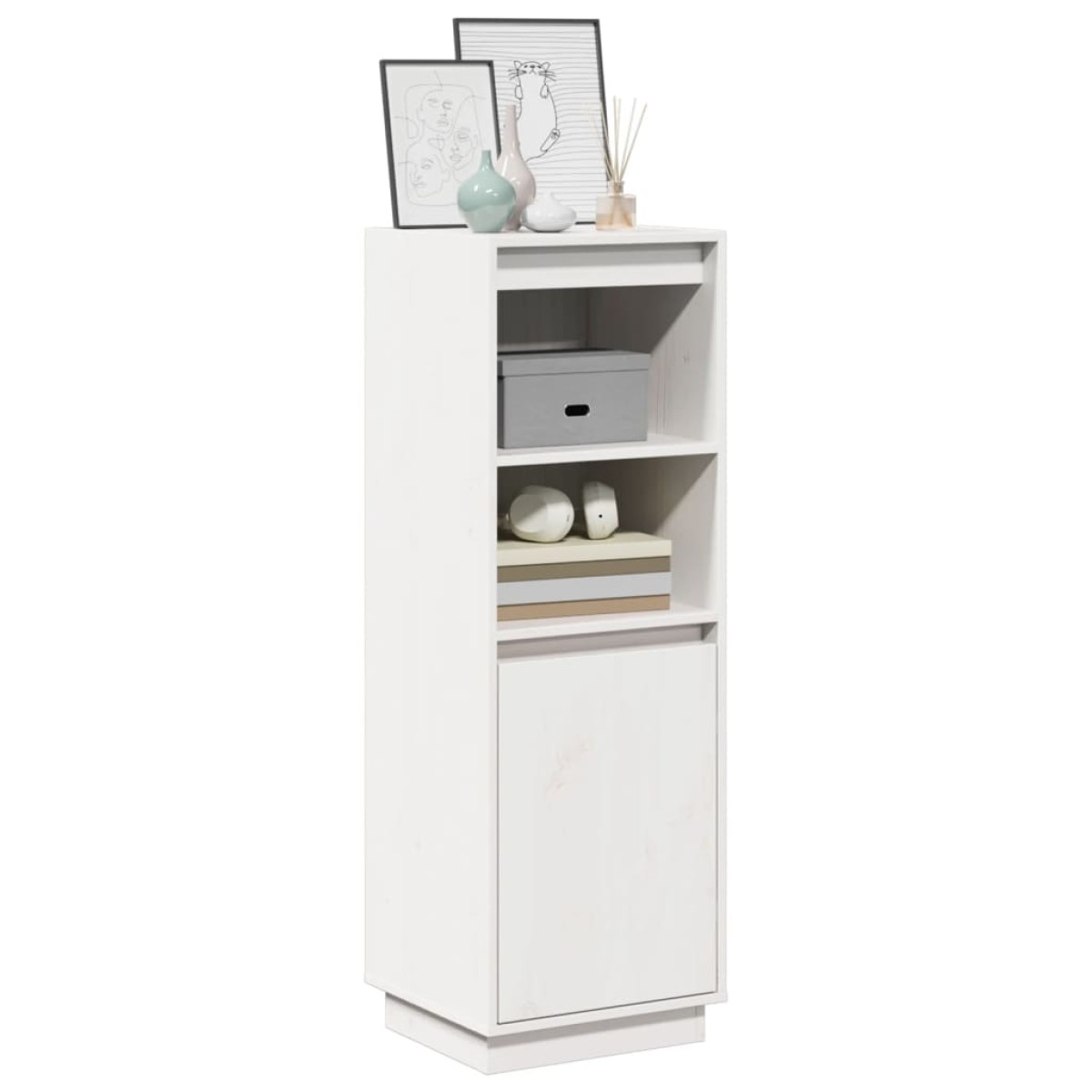 vidaXL Ντουλάπι Ψηλό Λευκό 37 x 34 x 110 εκ. από Μασίφ Ξύλο Πεύκου