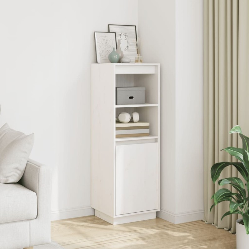 vidaXL Ντουλάπι Ψηλό Λευκό 37 x 34 x 110 εκ. από Μασίφ Ξύλο Πεύκου