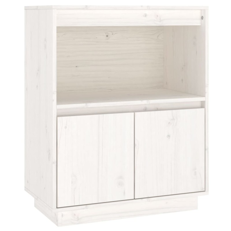 vidaXL Ντουλάπι Λευκό 60 x 34 x 75 εκ. από Μασίφ Ξύλο Πεύκου