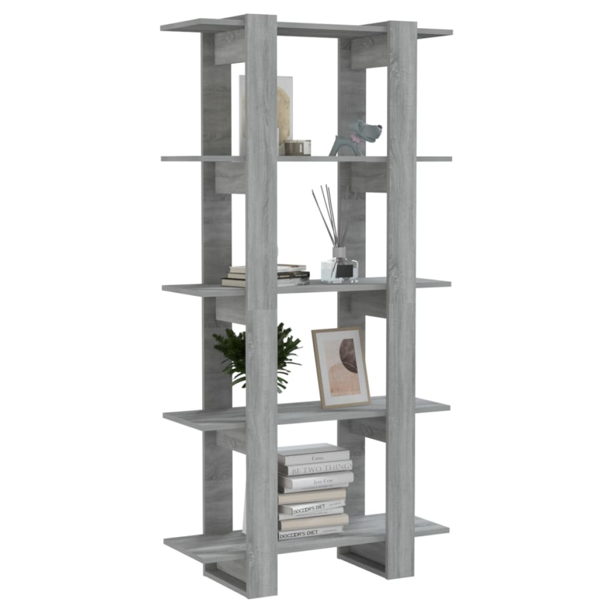 vidaXL Βιβλιοθήκη/Διαχωρ. Χώρου Γκρι Sonoma 80x30x160 εκ. Μοριοσανίδα