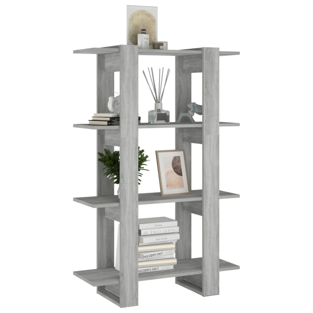 vidaXL Βιβλιοθήκη/Διαχωριστικό Χώρου Γκρι Sonoma 80 x 30 x 123,5 εκ.