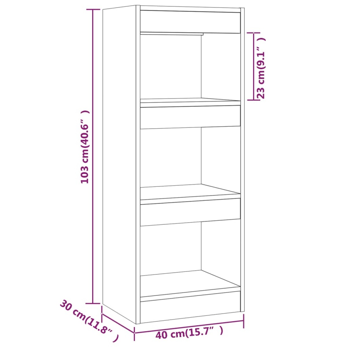 vidaXL Βιβλιοθήκη/Διαχωρ. Χώρου Γκρι Sonoma 40x30x103 εκ. Μοριοσανίδα
