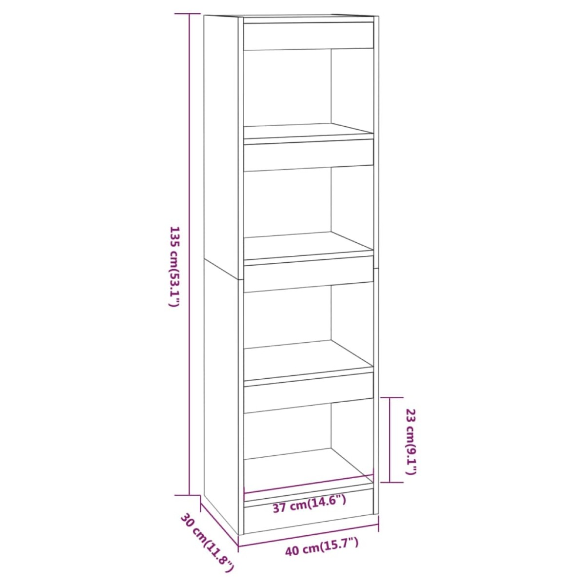 vidaXL Βιβλιοθήκη/Διαχωριστικό Χώρου Γκρι Sonoma 40x30x135 εκ.