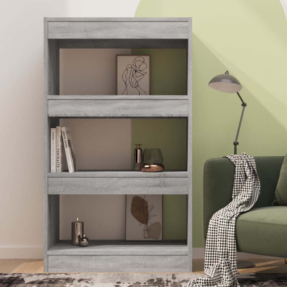vidaXL Βιβλιοθήκη/Διαχωρ. Χώρου Γκρι Sonoma 60x30x103 εκ. Μοριοσανίδα