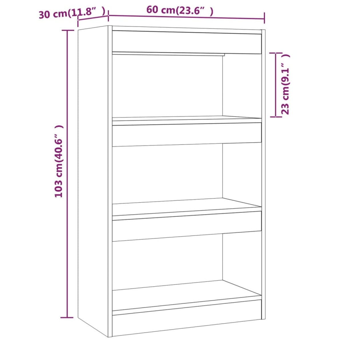 vidaXL Βιβλιοθήκη/Διαχωρ. Χώρου Γκρι Sonoma 60x30x103 εκ. Μοριοσανίδα
