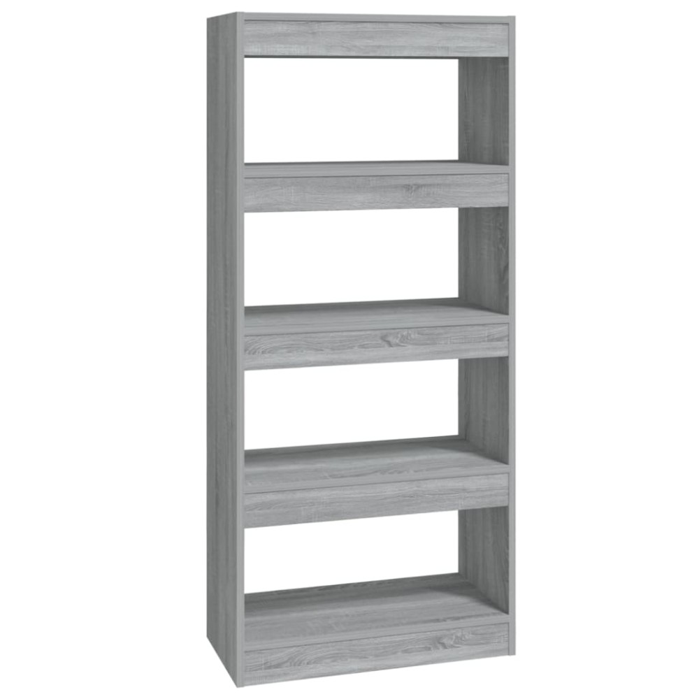 vidaXL Βιβλιοθήκη/Διαχωρ. Χώρου Γκρι Sonoma 60x30x135 εκ Επεξεργ. Ξύλο