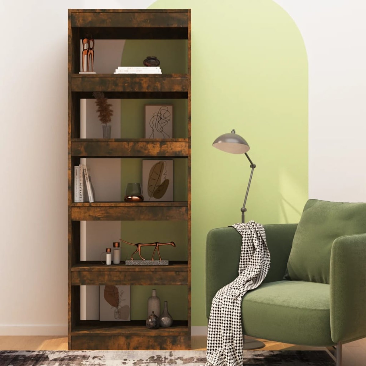vidaXL Βιβλιοθήκη/Διαχωρ. Χώρου Καπνιστή Δρυς 60x30x166 εκ Μοριοσανίδα