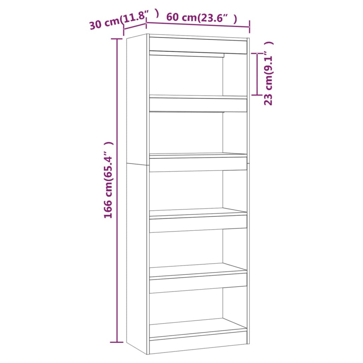 vidaXL Βιβλιοθήκη/Διαχωρ. Χώρου Καπνιστή Δρυς 60x30x166 εκ Μοριοσανίδα