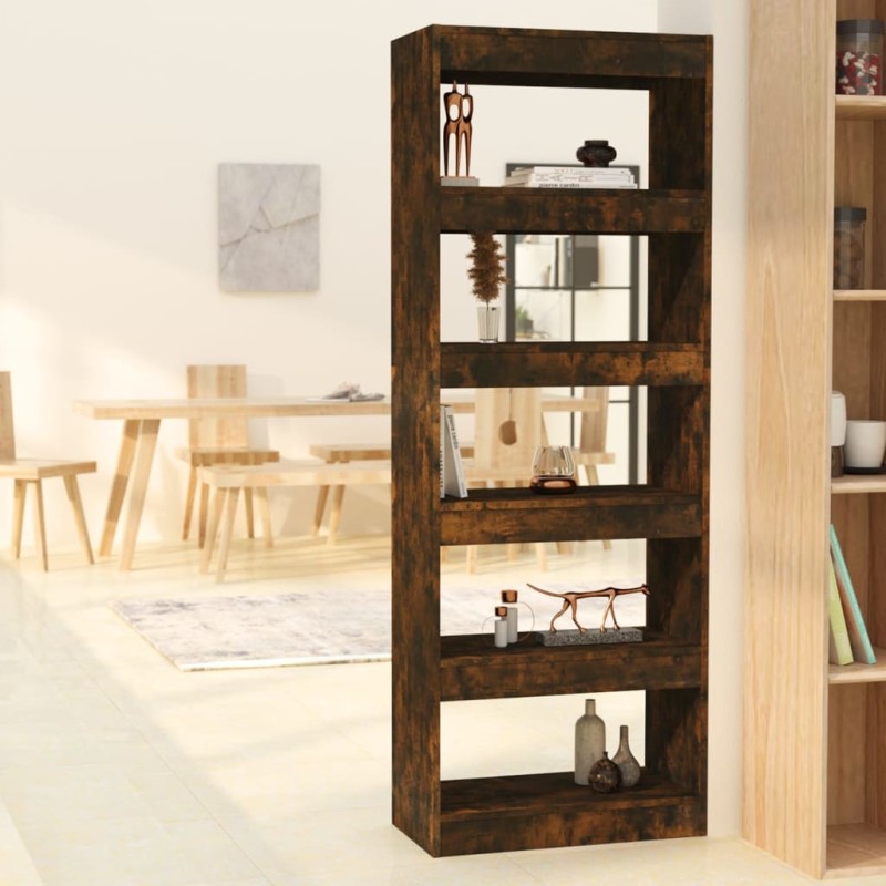 vidaXL Βιβλιοθήκη/Διαχωρ. Χώρου Καπνιστή Δρυς 60x30x166 εκ. Επεξ. Ξύλο