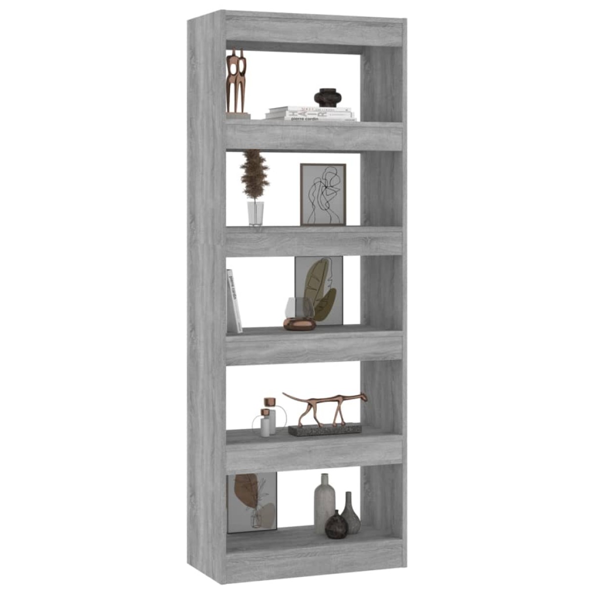 vidaXL Βιβλιοθήκη/Διαχωρ. Χώρου Γκρι Sonoma 60x30x166 εκ. Μοριοσανίδα