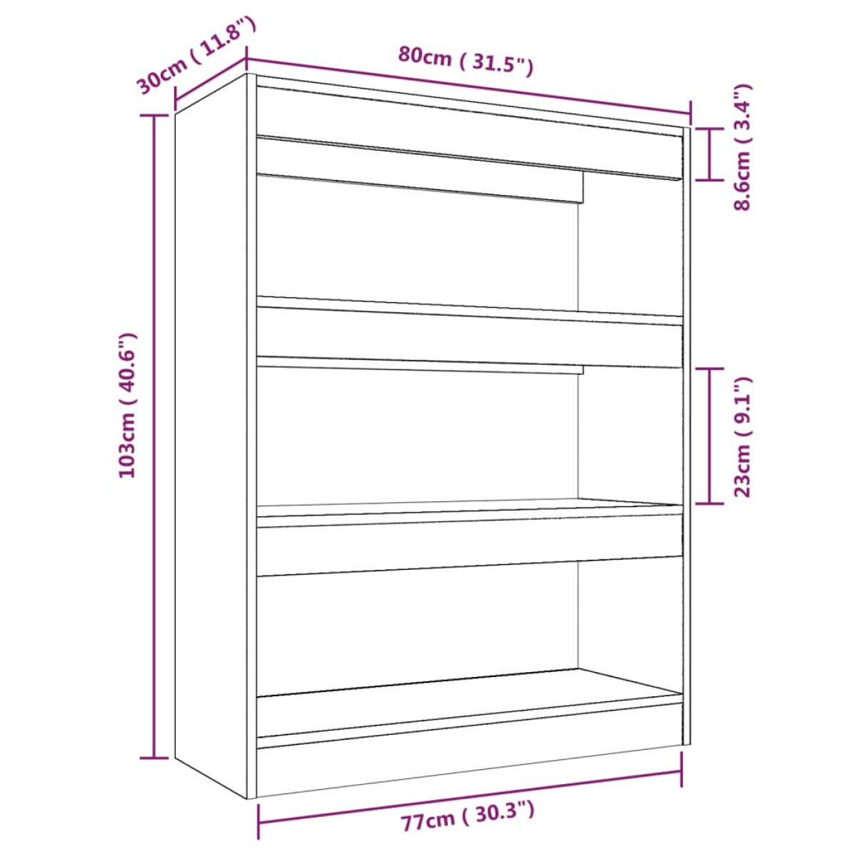 vidaXL Βιβλιοθήκη/Διαχωρ. Χώρου Καπνιστή Δρυς 80x30x103 εκ. Επεξ. Ξύλο