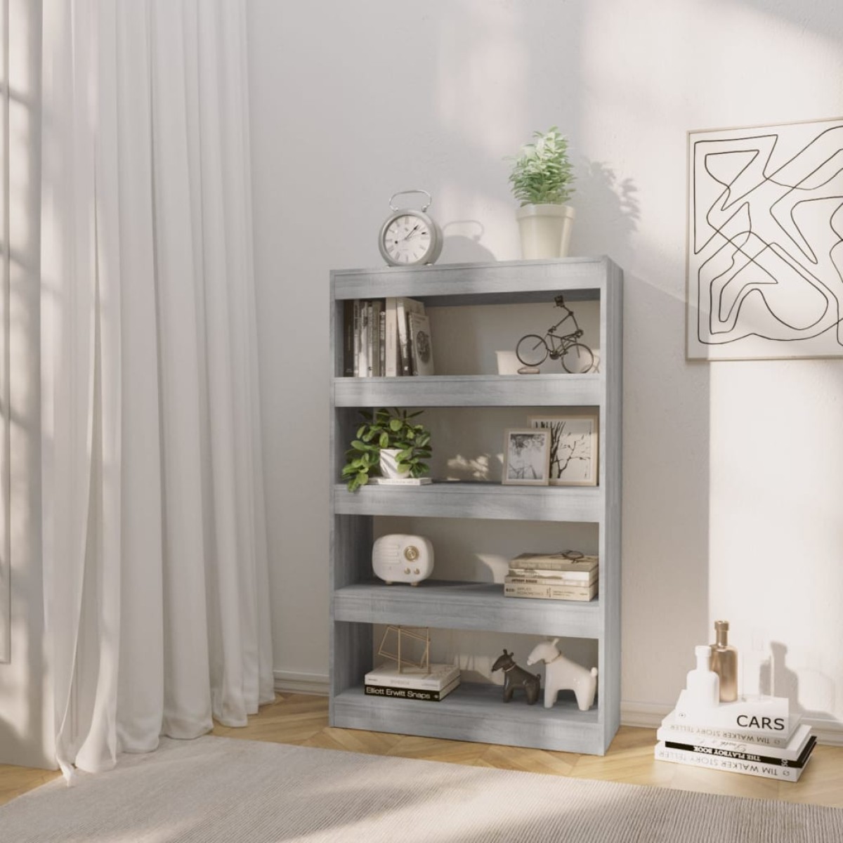 vidaXL Βιβλιοθήκη/Διαχωρ. Χώρου Γκρι Sonoma 80x30x135 εκ. Μοριοσανίδα