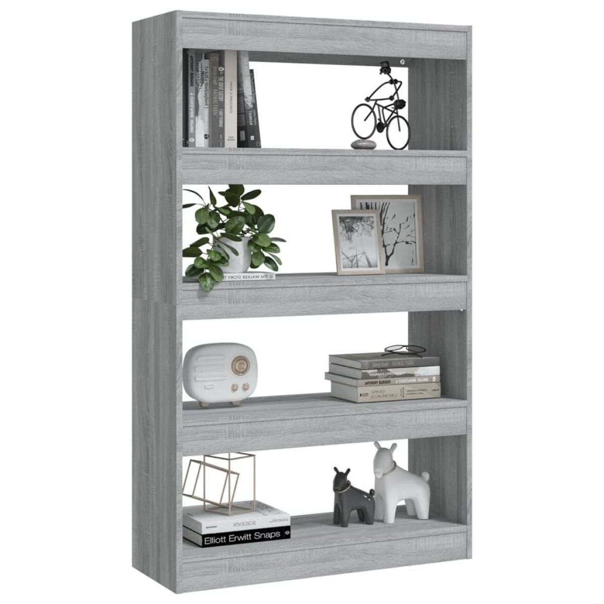 vidaXL Βιβλιοθήκη/Διαχωρ. Χώρου Γκρι Sonoma 80x30x135 εκ. Μοριοσανίδα