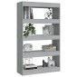 vidaXL Βιβλιοθήκη/Διαχωρ. Χώρου Γκρι Sonoma 80x30x135 εκ. Μοριοσανίδα