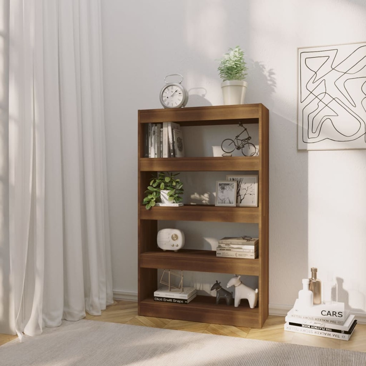 vidaXL Βιβλιοθήκη/Διαχωρ. Χώρου Καφέ Δρυς 80x30x135 εκ. Μοριοσανίδα