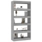 vidaXL Βιβλιοθήκη/Διαχωρ. Χώρου Γκρι Sonoma 80x30x166 εκ. Μοριοσανίδα