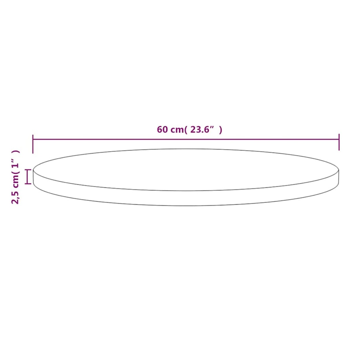 vidaXL Επιφάνεια Τραπεζιού Λευκή Ø60x2,5 εκ. από Μασίφ Ξύλο Πεύκου