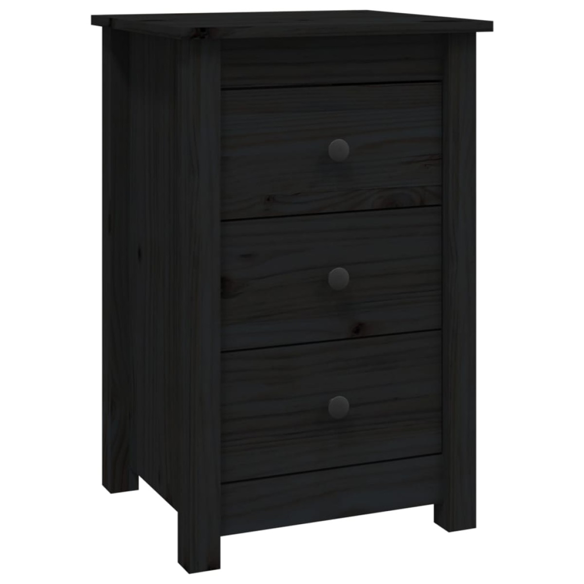 vidaXL Κομοδίνα 2 τεμ. Μαύρα 40 x 35 x 61,5 εκ. από Μασίφ Ξύλο Πεύκου