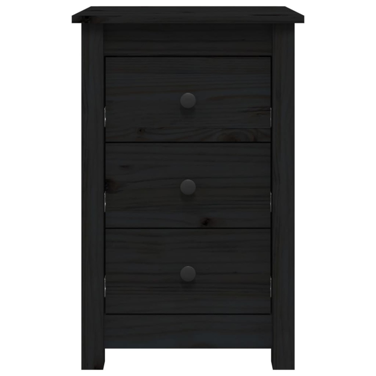 vidaXL Κομοδίνα 2 τεμ. Μαύρα 40 x 35 x 61,5 εκ. από Μασίφ Ξύλο Πεύκου