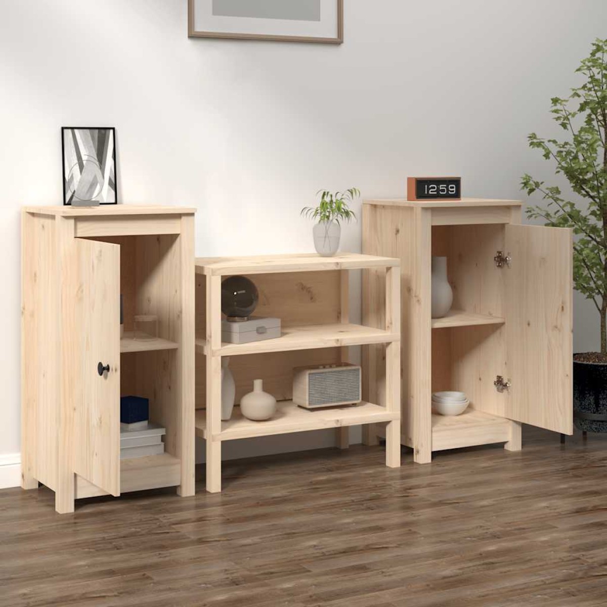 vidaXL Ντουλάπια 2 τεμ. 40x35x80 εκ. από Μασίφ Ξύλο Πεύκου