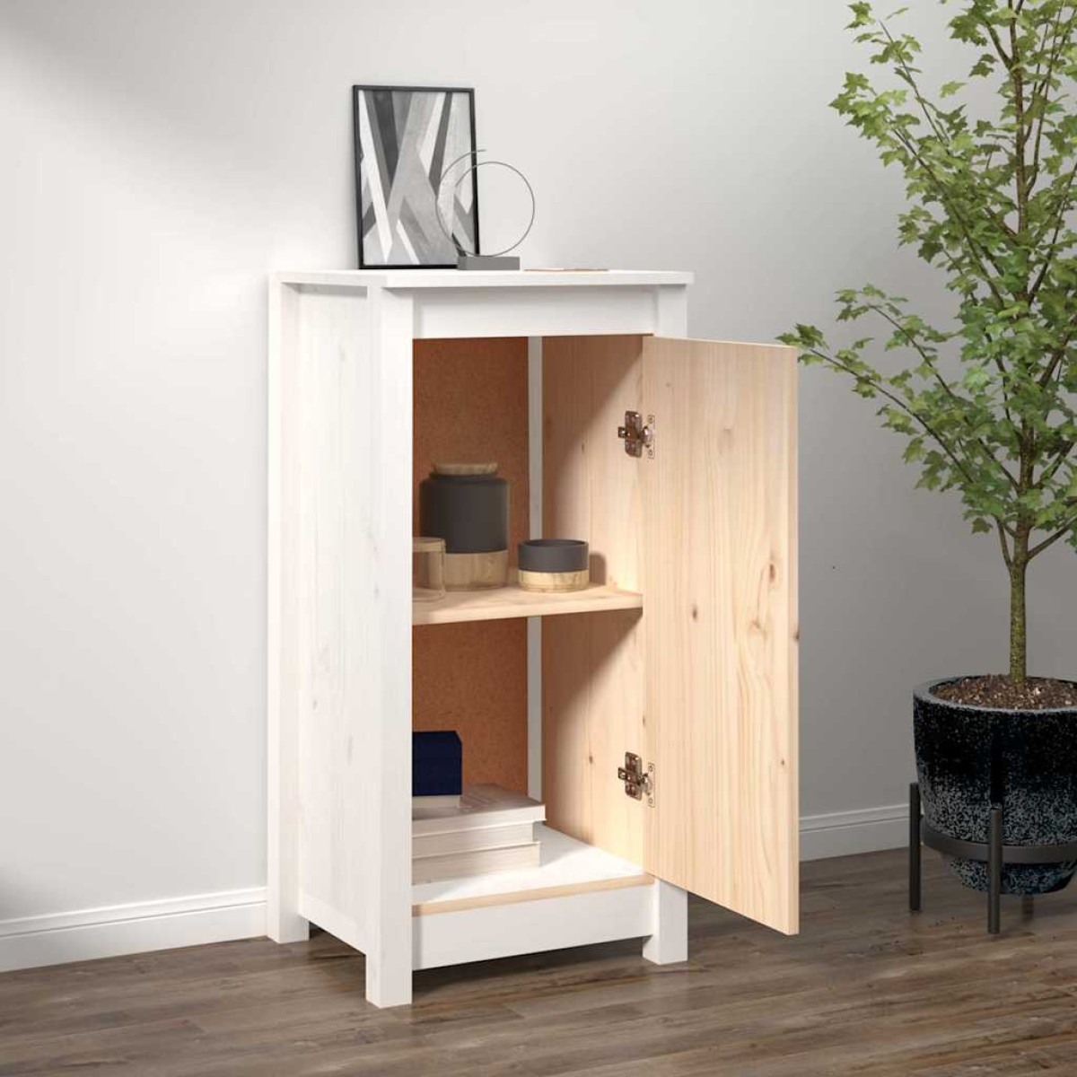 vidaXL Ντουλάπι Λευκό 40x35x80 εκ. από Μασίφ Ξύλο Πεύκου