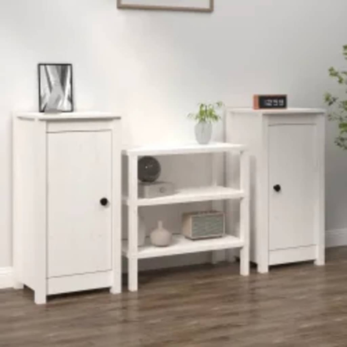 vidaXL Συρταριέρες 2 τεμ. Λευκό 40 x 35 x 80 εκ. από Μασίφ Ξύλο Πεύκου