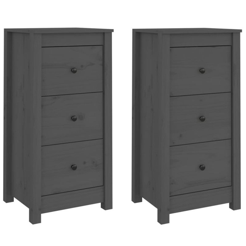 vidaXL Συρταριέρες 2 τεμ. Γκρι 40 x 35 x 80 εκ. από Μασίφ Ξύλο Πεύκου