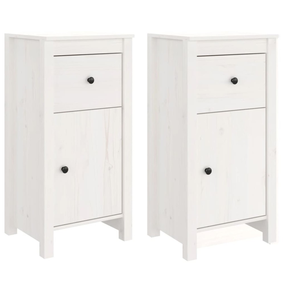 vidaXL Συρταριέρες 2 τεμ. Λευκό 40 x 35 x 80 εκ. από Μασίφ Ξύλο Πεύκου