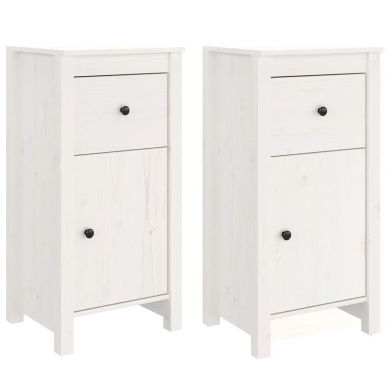 vidaXL Συρταριέρες 2 τεμ. Λευκό 40 x 35 x 80 εκ. από Μασίφ Ξύλο Πεύκου