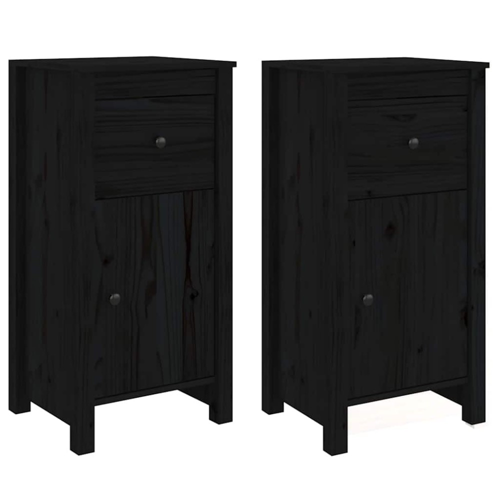 vidaXL Ντουλάπια 2 τεμ. Μαύρα 40x35x80 εκ. από Μασίφ Ξύλο Πεύκου