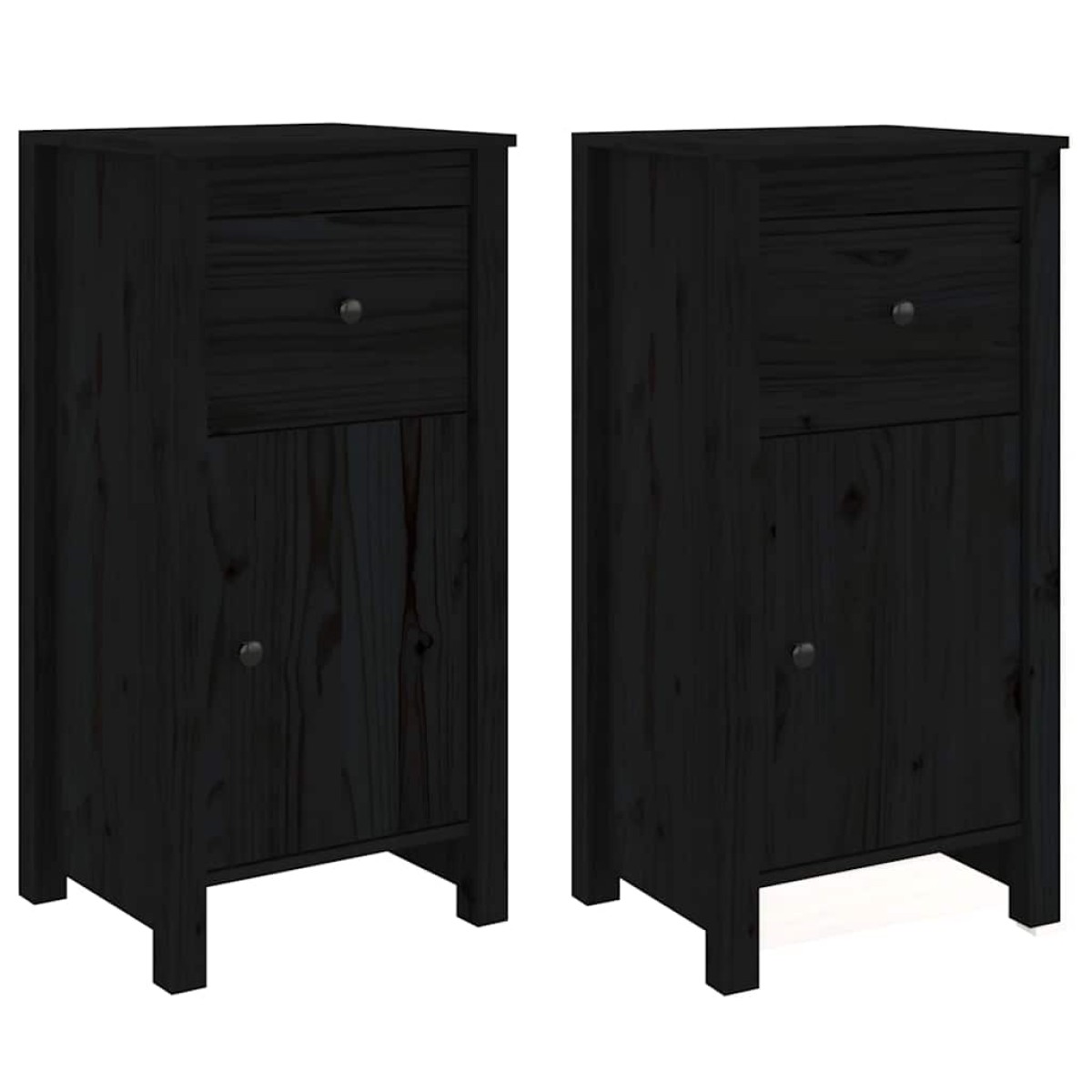 vidaXL Ντουλάπια 2 τεμ. Μαύρα 40x35x80 εκ. από Μασίφ Ξύλο Πεύκου