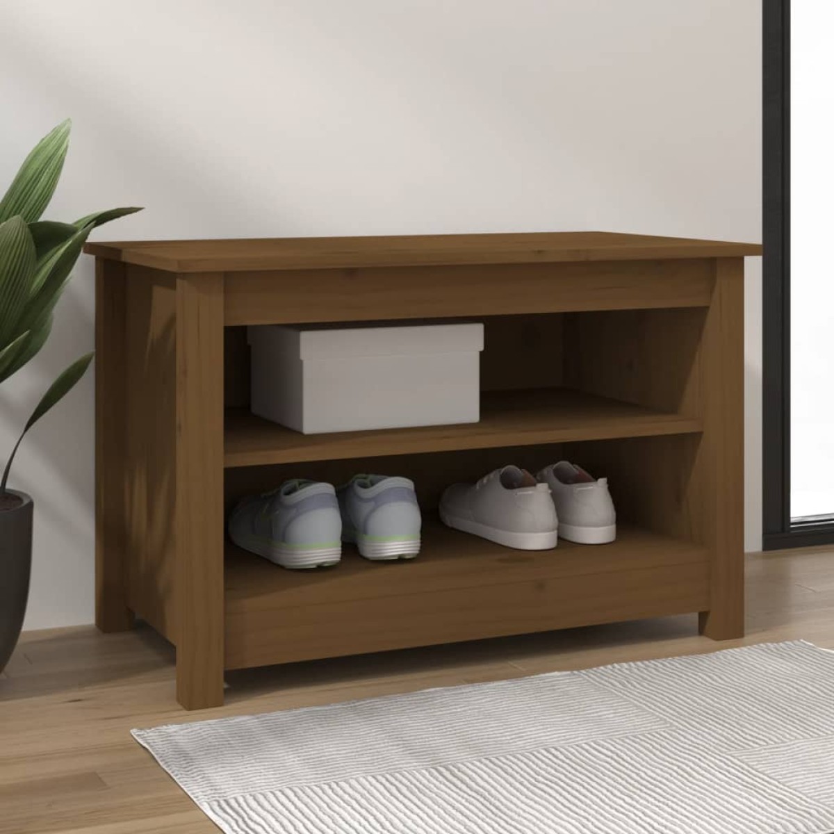 vidaXL Παπουτσοθήκη Μελί 70 x 38 x 45,5 εκ. από Μασίφ Ξύλο Πεύκου