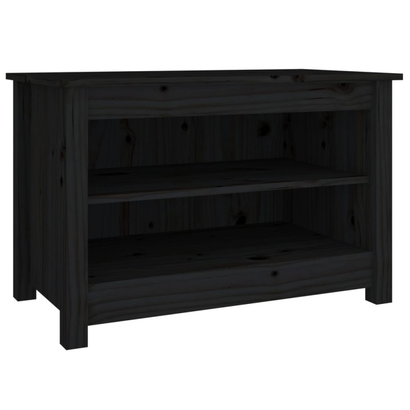 vidaXL Παπουτσοθήκη Μαύρη 70 x 38 x 45,5 εκ. από Μασίφ Ξύλο Πεύκου
