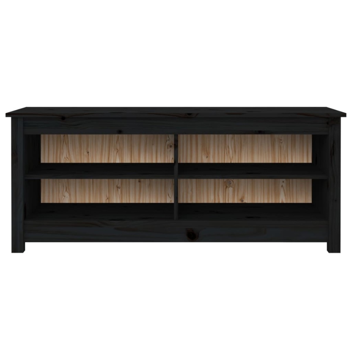 vidaXL Παπουτσοθήκη Μαύρο 110 x 38 x 45,5 εκ. από Μασίφ Ξύλο Πεύκου