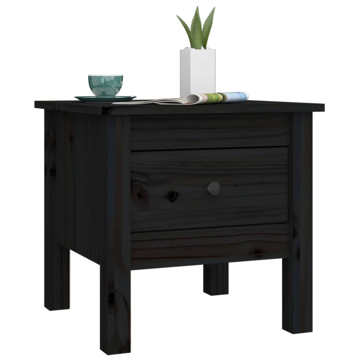 vidaXL Βοηθητικά Τραπέζια 2 τεμ. Μαύρος 40x40x39 εκ. Μασίφ Ξύλο Πεύκου