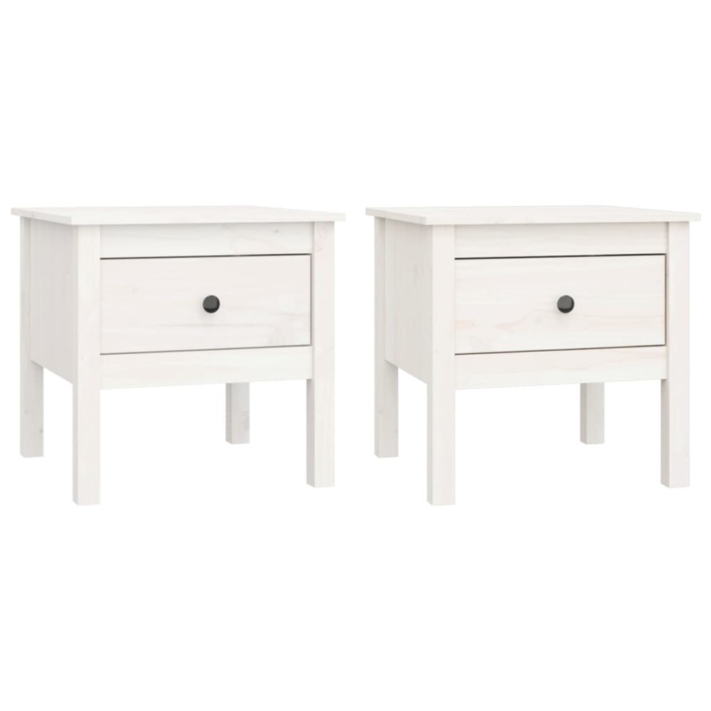 vidaXL Βοηθητικά Τραπέζια 2 τεμ. Λευκά 50x50x49 εκ. Μασίφ Ξύλο Πεύκου