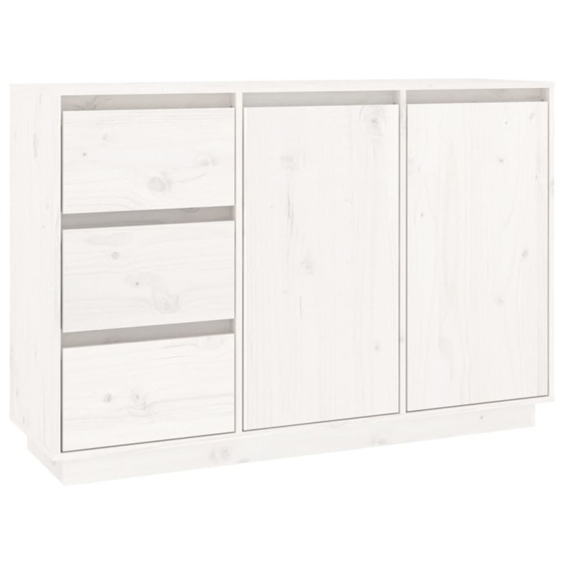 vidaXL Μπουφές με Συρτάρια Λευκός 111x34x75 εκ. από Μασίφ Ξύλο Πεύκου