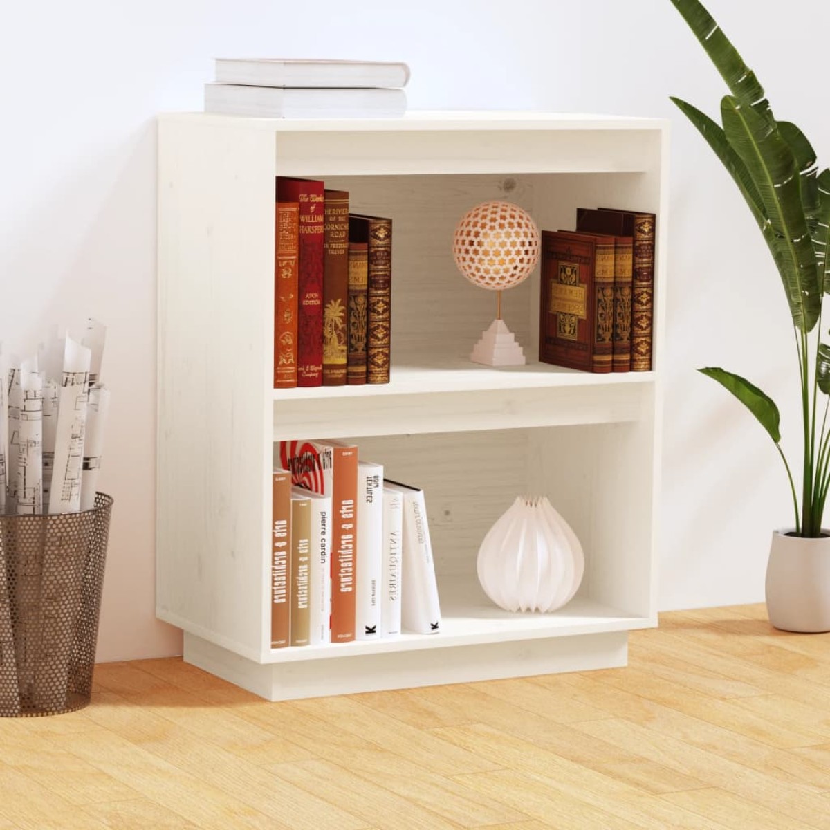 vidaXL Ντουλάπι Κονσόλα Λευκό 60 x 34 x 75 εκ. από Μασίφ Ξύλο Πεύκου